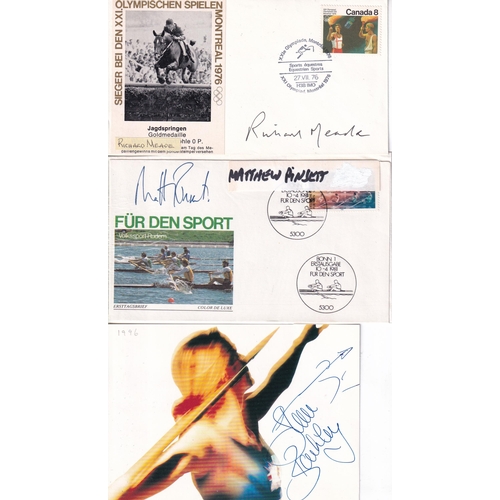 68 - Sport autograph illustrated covers (18) Inc. Mary Peters, Chris Brasher, 1992 Mens 4 x 100 relay tea... 