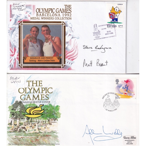 68 - Sport autograph illustrated covers (18) Inc. Mary Peters, Chris Brasher, 1992 Mens 4 x 100 relay tea... 