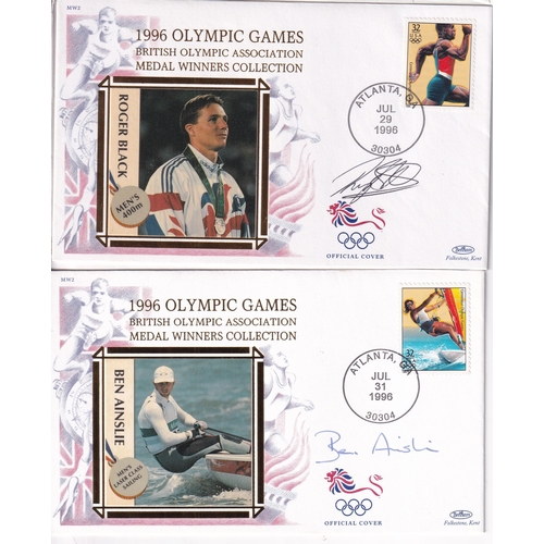 79 - 1996 Olympic Collection of autograph  Covers (8) Inc. Roger Bannister, Seb Coe, Tessa Sanderson, Men... 