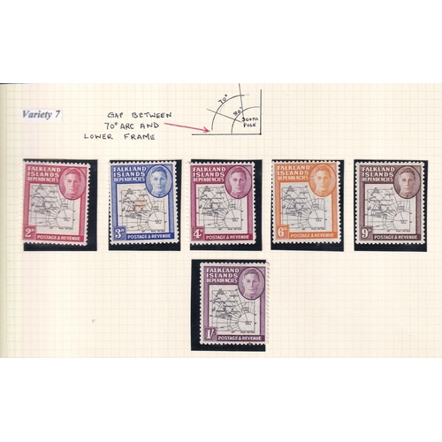 145 - MAPS Issues of KGVI with varieties fine collection of Mint/UM on pages (178 stamps) Inc. Constant Va... 