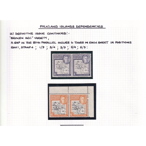 16 - KGVI - Falkland Island Dependencies VFM collection Inc. both Map Sets noting 6d Ochre Shade.  1944 A... 