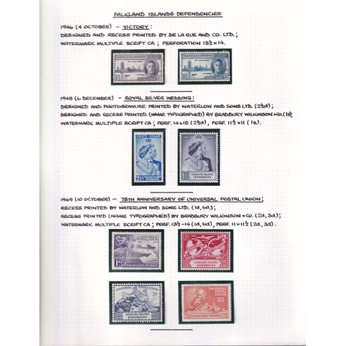 16 - KGVI - Falkland Island Dependencies VFM collection Inc. both Map Sets noting 6d Ochre Shade.  1944 A... 