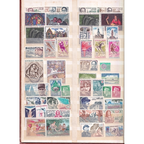 166 - Stockbook with a range of 500 stamps mint inc UM with sets. A useful range.