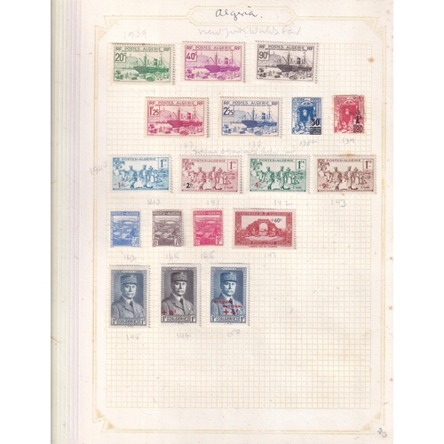 168 - ALGERIA On Old Pages with over 300 different and good mint contents Inc. Sets 1924 ovpt. To 5fr, bet... 