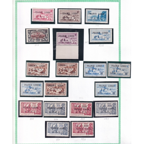 170 - ST PIERRE & MIQUELON. 1941-1942 FRANCE LIBRE - FNFL overprints vfm (inc um) collection inc New York ... 