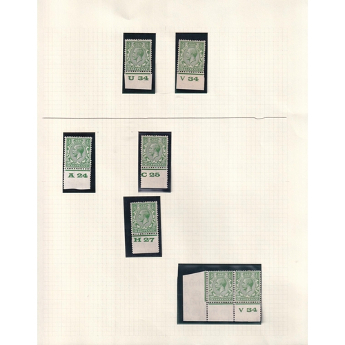 220 - Fine lot of ½d CONTROL SINGLES (wmk block cypher) 26 mostly imperf types from A 24 to V34 fine m.