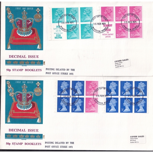 281 - Machin defin booklet panes on pristine fdc, label addr. 4 diff scarce.