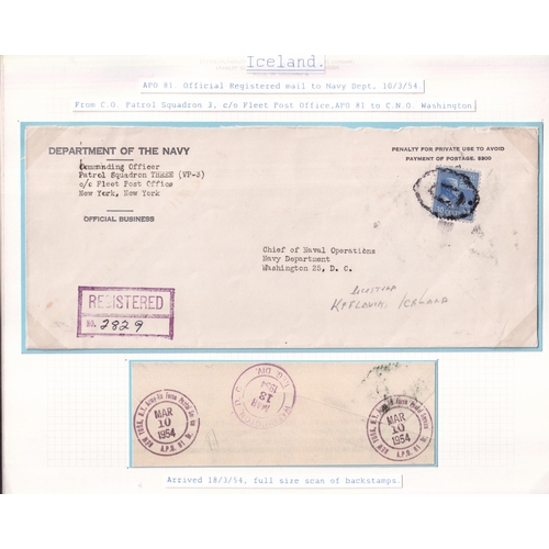 342 - POSTAL HISTORY - Post WWII selected items (65) written up on pages Inc. Naval exercise, Cod War, Exe... 