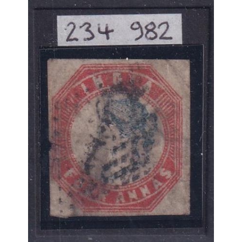 345 - 4 Anna SG25 cut square (Position 19) used, very faulty but a good space filler of the scarce close s... 