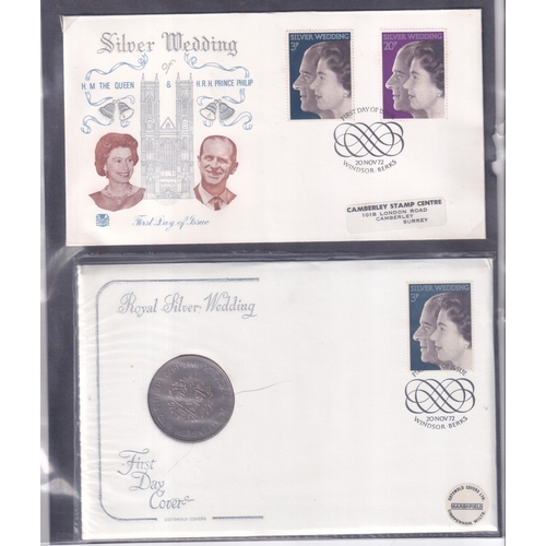 37 - OMNIBUS 1972 Royal Silver Wedding Collection of 60 FDC for all territories plus scarce Coin Covers (... 