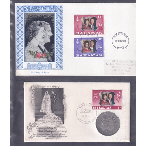 37 - OMNIBUS 1972 Royal Silver Wedding Collection of 60 FDC for all territories plus scarce Coin Covers (... 