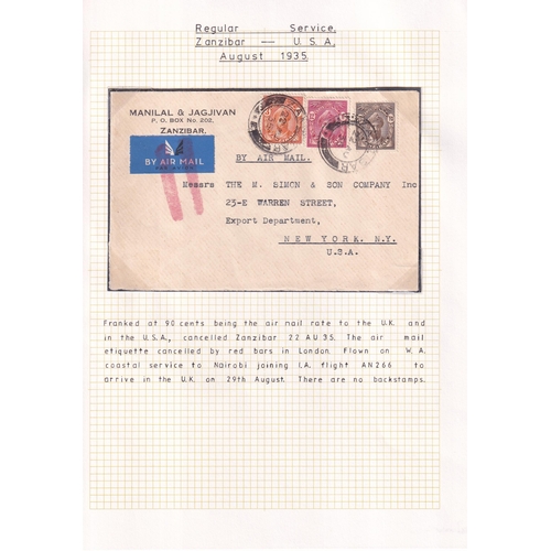 550 - AIR MAIL COVERS to USA, two covers, one posted 22nd August 1935, flown to London, where the airmail ... 