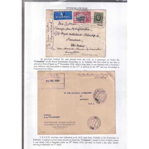 58 - K.N.S.M. Line ship covers, plus a couple of other covers, INTER ISLAND MAIL written up on pages, all... 