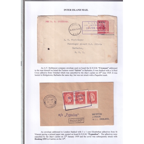 58 - K.N.S.M. Line ship covers, plus a couple of other covers, INTER ISLAND MAIL written up on pages, all... 