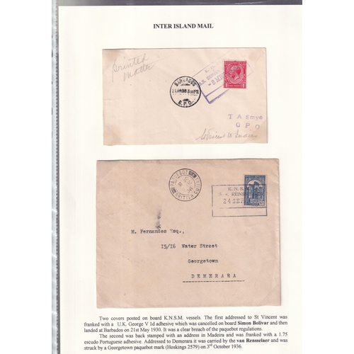 58 - K.N.S.M. Line ship covers, plus a couple of other covers, INTER ISLAND MAIL written up on pages, all... 