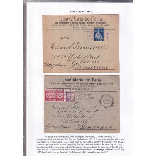 58 - K.N.S.M. Line ship covers, plus a couple of other covers, INTER ISLAND MAIL written up on pages, all... 