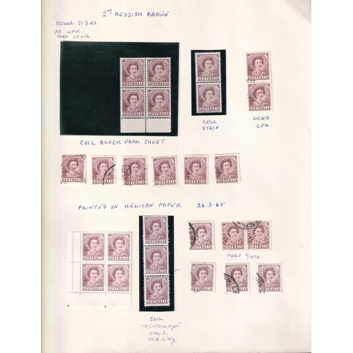 70 - Specialised collection of QEII definitives m (um) & fu (100's) 1959 5d coil block 4, diff dies se-te... 