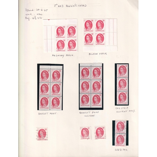 70 - Specialised collection of QEII definitives m (um) & fu (100's) 1959 5d coil block 4, diff dies se-te... 