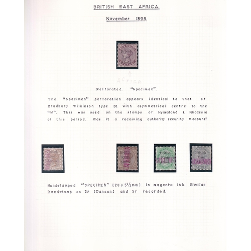 96 - FORGERIES COLLECTION written up on pages, we see forgeries of 1890-5 issue, 1895 British East Africa... 