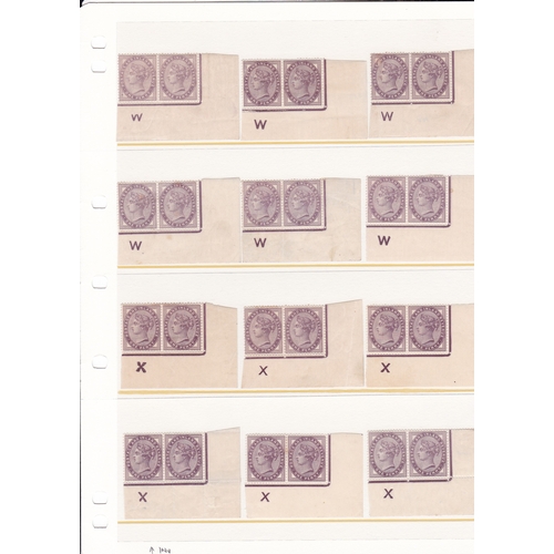 209 - PENNY LILAC CONTROLS in corner pairs, incl. H, L x3, M with broken letter, N, O x2, Q, R, U x7, V x3... 