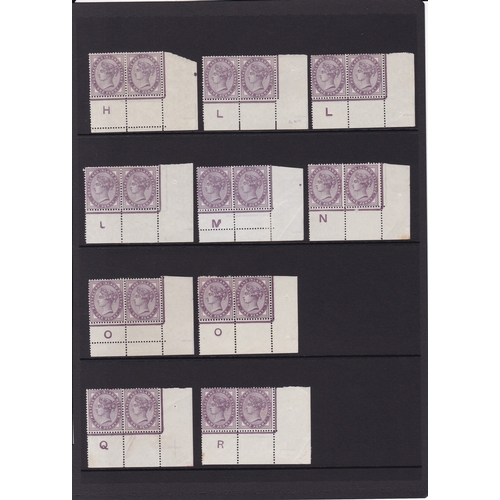 209 - PENNY LILAC CONTROLS in corner pairs, incl. H, L x3, M with broken letter, N, O x2, Q, R, U x7, V x3... 