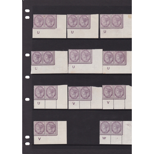 209 - PENNY LILAC CONTROLS in corner pairs, incl. H, L x3, M with broken letter, N, O x2, Q, R, U x7, V x3... 