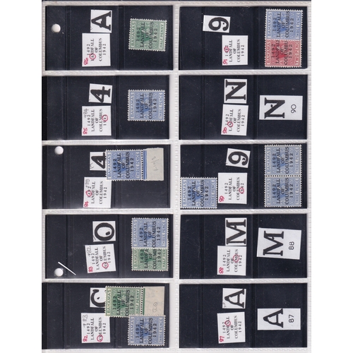 24 - THE LANDING OF COLUMBUS ISSUE SG162/175. Most extensive m/um study together with notes/illustrations... 