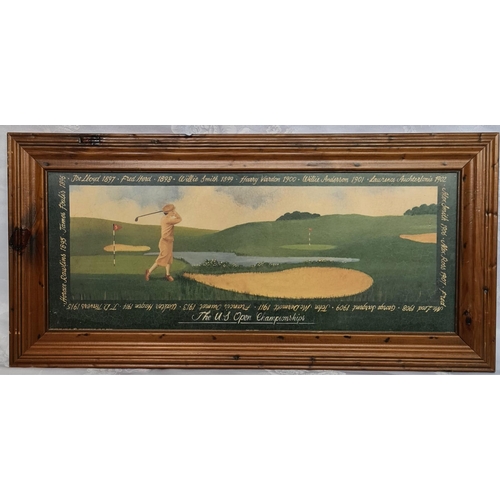 140 - Vintage Pair of Framed Novelty Golfing Prints. Each One Measures 11 inches by 23 inches