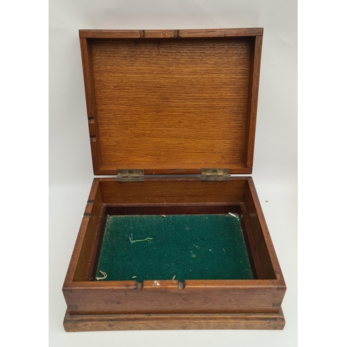 17 - Antique Oak Box Measures 12 inches by 10 inches by 6 inches