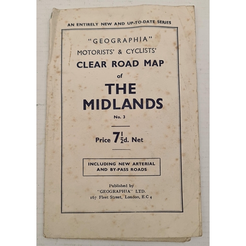 120 - Geographia Motorists & Cyclists Clear Road Map of The Midlands No. 3. Shipping is available you can ... 