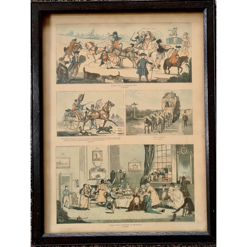 177 - Antiques Framed Print Depicting Georgian Coaching Themes. Measures 15 inches tall by 12 inches wide.... 