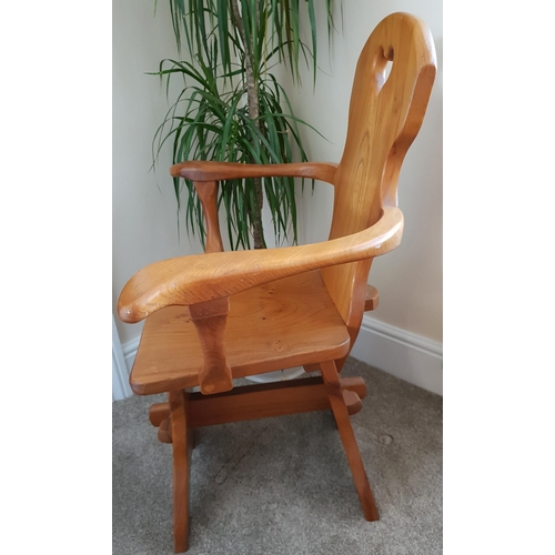 186 - Vintage Solid Elm Arm Chair Hand Made 1970's Ideal For A Hall or Corner. Measures 70cm wide 90 cm ta... 