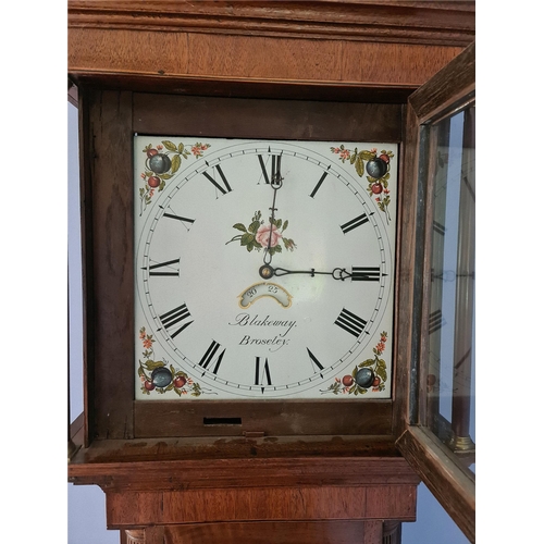 187 - Long Case or Grandfather Clock Painted Dial Date Aperture 30 Hour Named Blakeway Brosley Working Chi... 