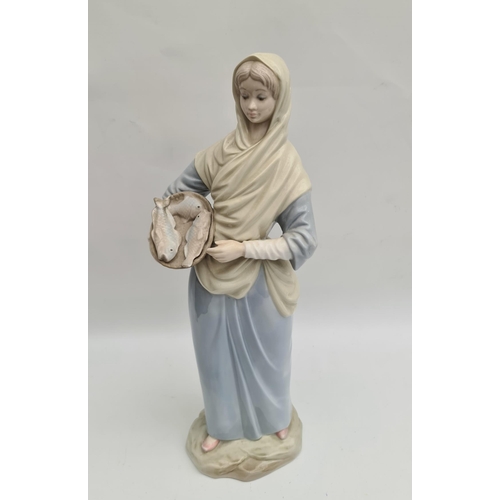 2 - Vintage Lladro Zaphir Figurine Girl With Fish Basket Measures 13 inches tall Shipping is available y... 