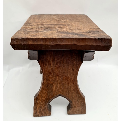 202 - Vintage Hand Carved Solid Oak Stool by Jack Grimble Measures 16 inches by 12 inches by 15 inches tal... 