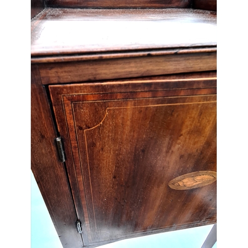 212 - Edwardian Bedside Pot Cupboard Shell Design Inlaid Veneer & Stringing with solid gallery top. Measur... 