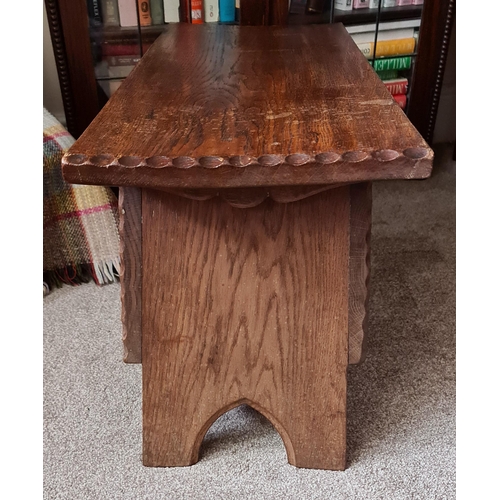 213 - Vintage Oak Carved Stool Box By Jack Grimble Signed Measures 74cm long by 30cm wide by 39cm tall. Sh... 