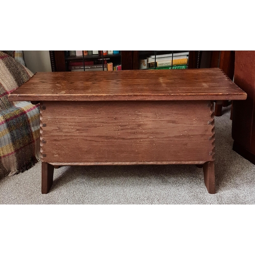 213 - Vintage Oak Carved Stool Box By Jack Grimble Signed Measures 74cm long by 30cm wide by 39cm tall. Sh... 