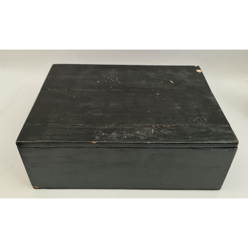 214 - Black Wooden Storage Box. Measures 12 inches by 9 inches. Shipping is available you can please ask f... 