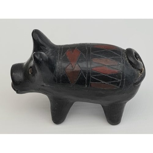 216 - Antique Carved Stone Pig with harlequin pattern on back Measures 4 inches long. Shipping is availabl... 