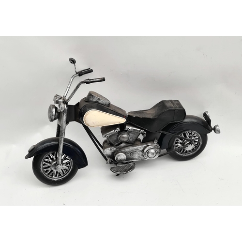 226 - Toy Tin Plate Model of a Motor Bike Measures 13 inches by 8 inches tall. Shipping is available you c... 