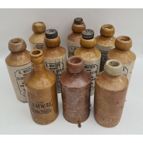 234 - Parcel of 10 Vintage and Antique Stoneware Bottles Includes R Whites Camwal Table Water and Staines.... 