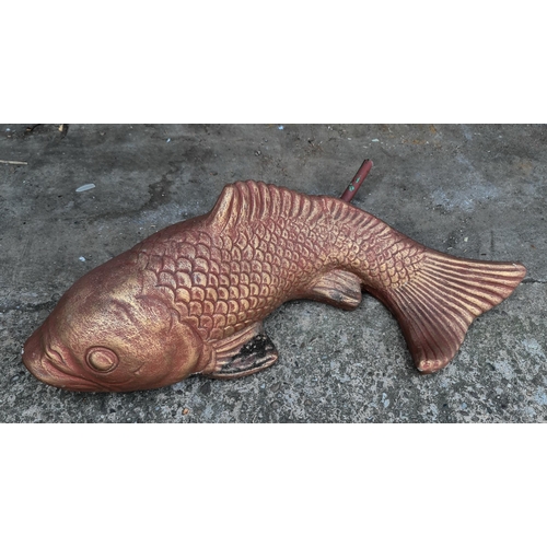 235 - Vintage Garden Fish Fountain Item Reconstituted Stone In The Style of a Carp. Measures 24 inches lon... 