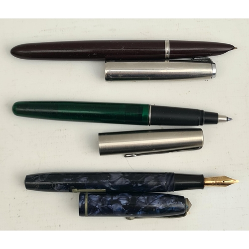 241 - Vintage Pens Conway Stewart 75 Fountain Pen With 14ct Nib a Parker Frontier Roller Ball Pen and a Pa... 