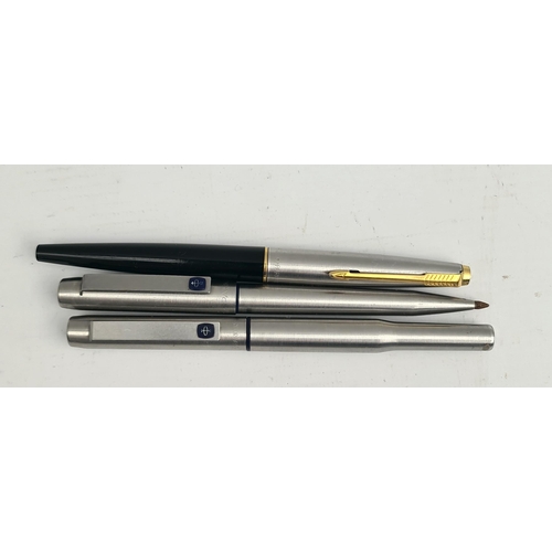 242 - Vintage Pens Parker 45 Fountain Pen and a Stainless Steel Parker 25  Fountain Pen and Parker QI Ball... 