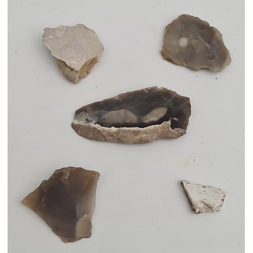 285 - Antique Late Palaeolithic Flint Weapons 5 Arrow Heads. Excavated in the late 1980's on Hengistbury H... 