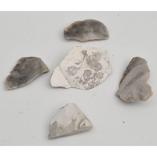 288 - Antique Late Palaeolithic Flint Weapons 5 Arrow Heads. Excavated in the late 1980's on Hengistbury H... 