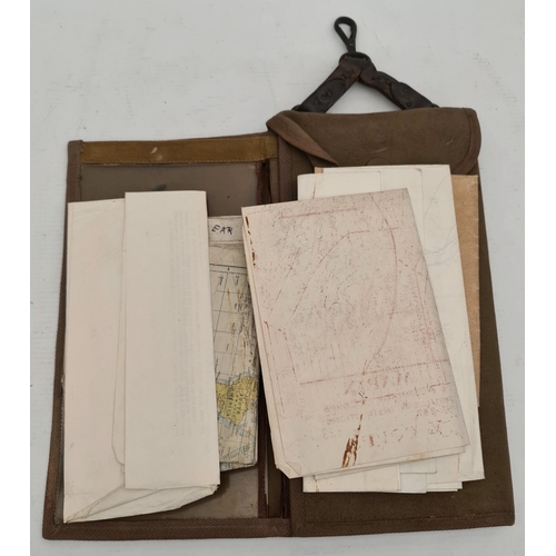 290 - Vintage Military Canvas Map Case Containing Maps and Communications Relating to The Royal Garrison A... 