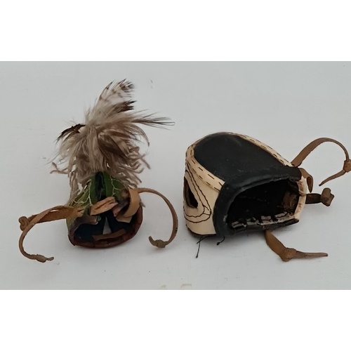 310 - Vintage Pair of Leather Bird of Prey Falconry Hoods The Largest Measures 6cm wide. Shipping is avail... 