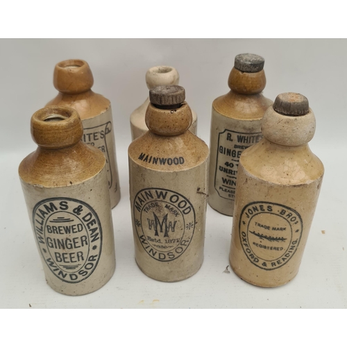 332 - Antique 6 Stoneware Bottles Includes R Whites, William & Dean Windsor, Mainwood Windsor, Jones Bros ... 